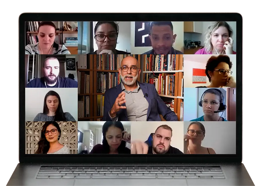 Supervisão ao vivo em chamada de vídeo com vários participantes